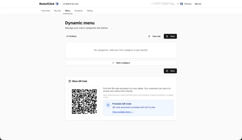 Resto1Click structured menu editor